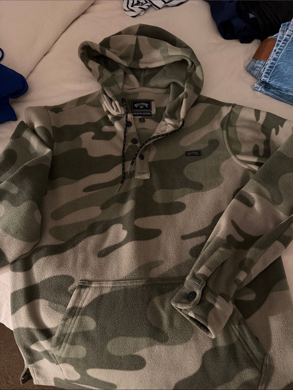 Billabong Olive & Tan Camo Fleece Hooded Pullover